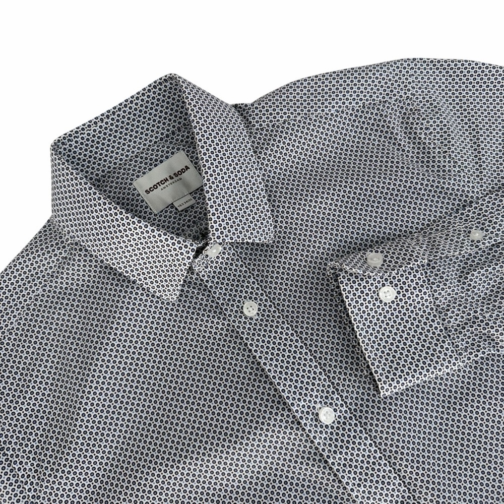 SCOTCH & SODA blue white patterned dress shirt 16.5 34/35